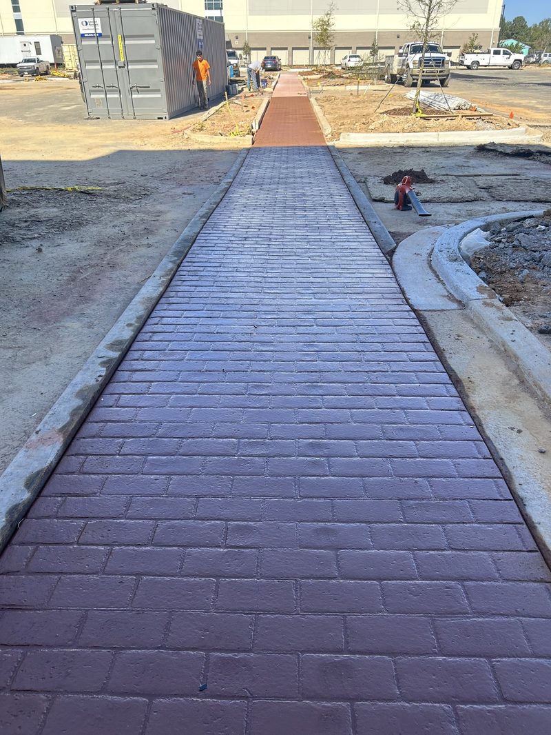Stamped and colored concrete walkway at commercial property in Spartanburg SC